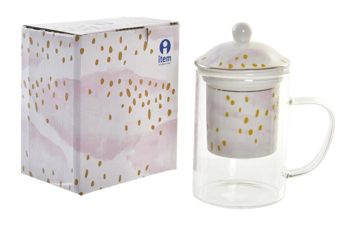 DKD Home Decor Tazas para Infusiones Bloom Surtido de 6 Unidades, 300 ml de Cristal y Porcelana