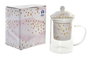 DKD Home Decor Tazas para Infusiones Bloom Surtido de 6 Unidades, 300 ml de Cristal y Porcelana