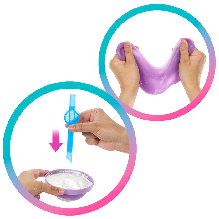 Barbie Htj19 Muñeca Pop Reveal Té de Burbujas Leche de Coco con Pelo Azul y Morado, Cubitos de Hielo Sorpresa