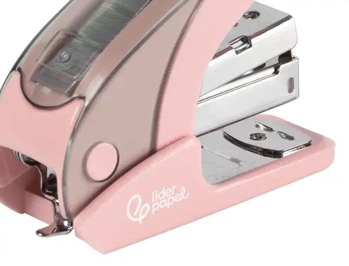 Liderpapel Grapadora micro rosa con caja de 1000 grapas