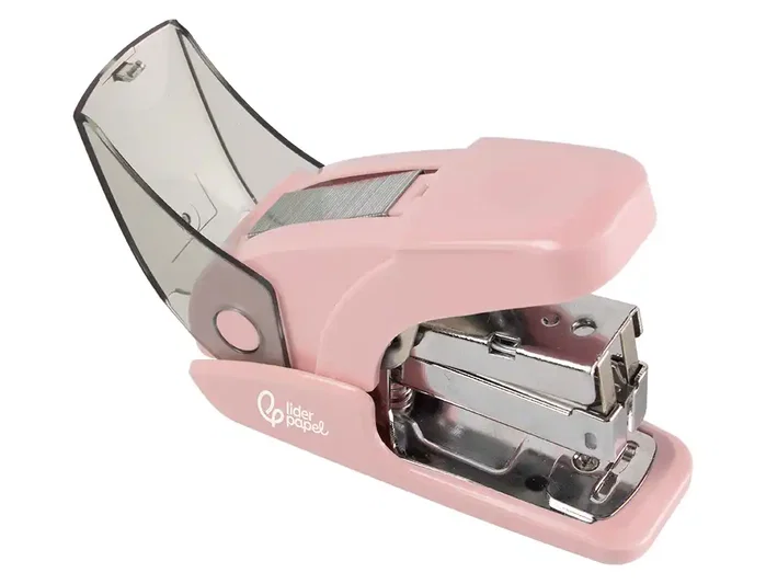 Liderpapel Grapadora micro rosa con caja de 1000 grapas