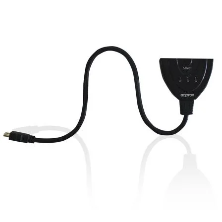 SWITCH MULTIPLEXOR HDMI APPROX APPC28 - 3 ENTRADAS - 1 SALIDA - BOTÓN MANUAL PARA CAMBIO DE FUENTE - SOPORTA RES. 1920X1200