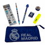 CYP BRANDS Set Papeleria Real Madrid 7 Piezas con Portatodo, Lápiz, Borrador, Sacapuntas y Bolígrafo