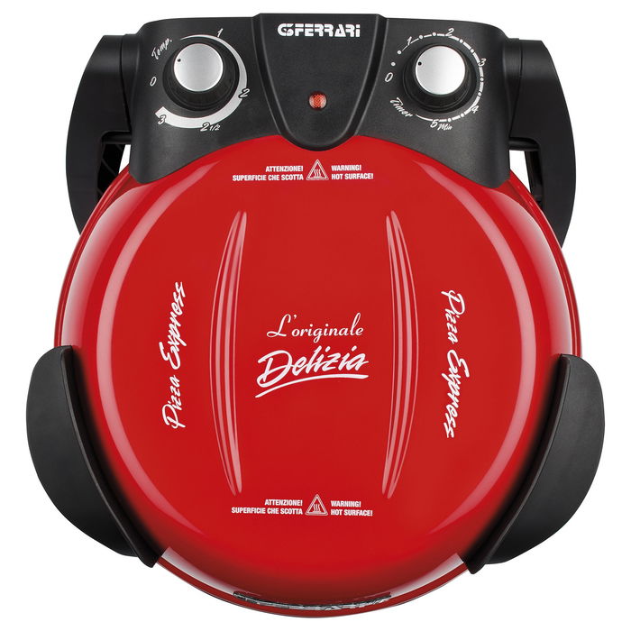 G3 Ferrari Horno para Pizza Delizia Rojo G1000602, 400°C, 31cm Diámetro Pizza, Mecánico, Piedra Cocción, 1200W, Acero Inoxidable