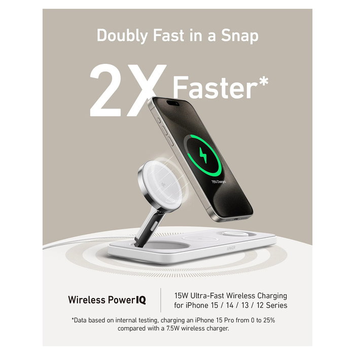 Anker 15W MagGo Magnetic Wireless Charger Pad with PowerIQ, White