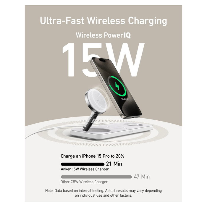 Anker 15W MagGo Magnetic Wireless Charger Pad with PowerIQ, White