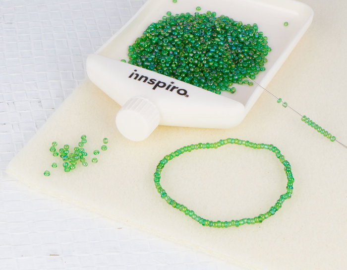 Innspiro Rocalla de Vidrio Redonda Aurora Boreale Verde 2,3mm 120g