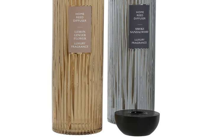 DKD Home Decor Ambientador Mikado Ambar Gris 6 x 22.5 x 6.5 cm (2 Unidades) Limon/Sandalo