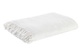 DKD Home Decor Manta Scandi 250 x 150 cm Blanco Algodón Reciclado con Flecos (2 Unidades)