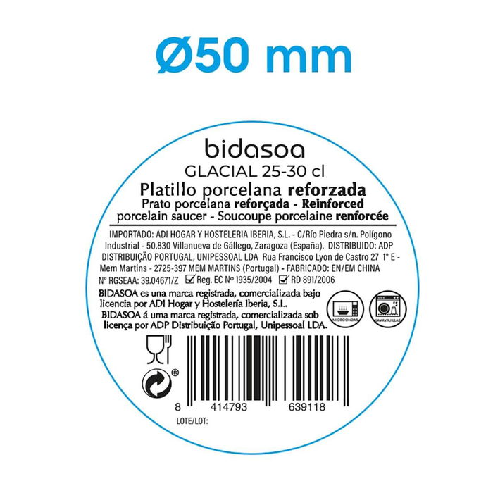 Platillo Porcelana Glacial Bidasoa 25 -30 cL (12 Unidades)
