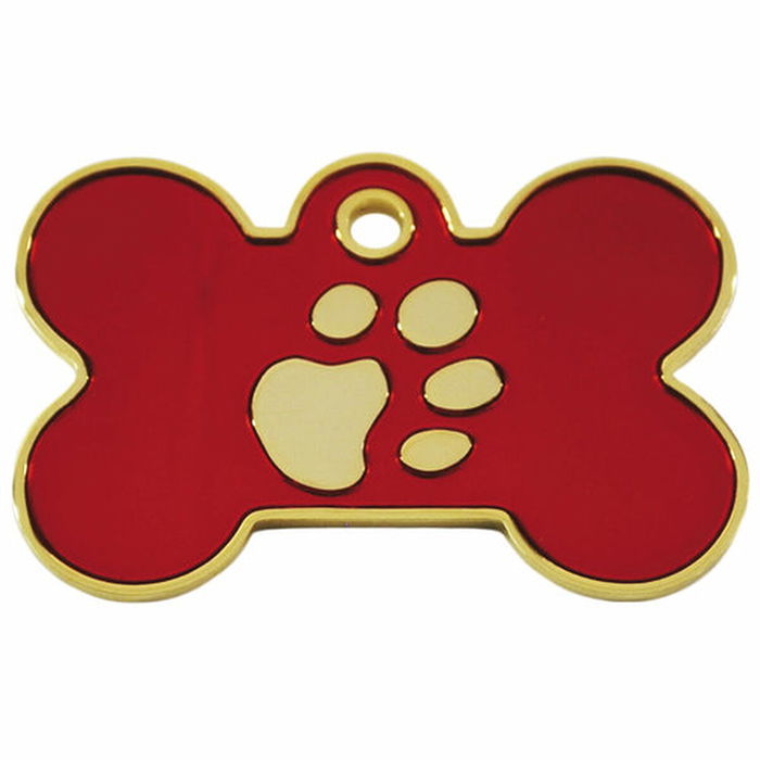 Placa identificativa para collar Imarc Bone Rojo Dorado
