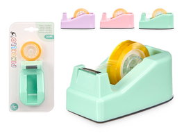 Pincello Porta Rollo Celo 1 Rollo, Plástico, Colores Surtidos (Morado, Rosa, Verde), 15x4x6 cm (Set de 24)