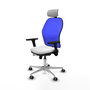 PIQUERAS Y CRESPO Silla de oficina Jorquera con mecanismo Sincro/Traslack, Blanco y Azul