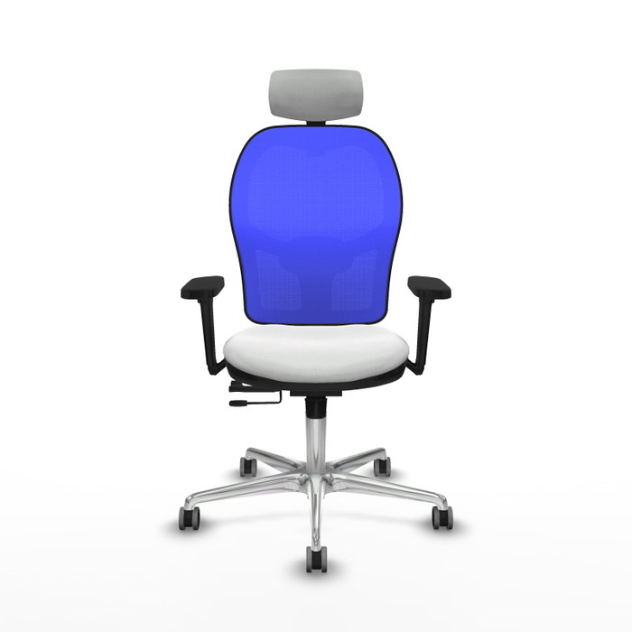 PIQUERAS Y CRESPO Silla de oficina Jorquera con mecanismo Sincro/Traslack, Blanco y Azul