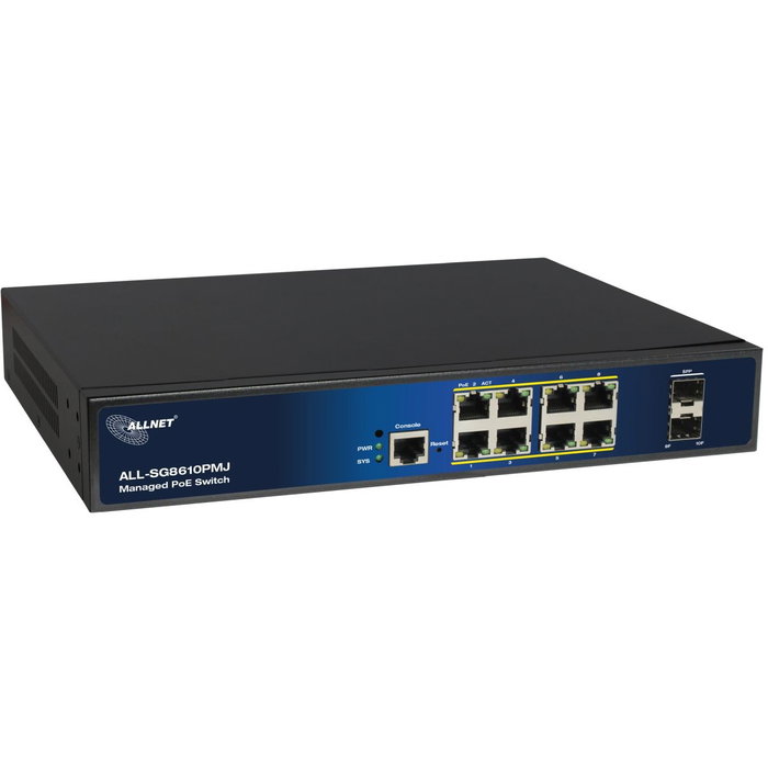 ALLNET ALL-SG8610PMJ Switch POE Gestionable 8 Puertos Gigabit + 2 Puertos SFP
