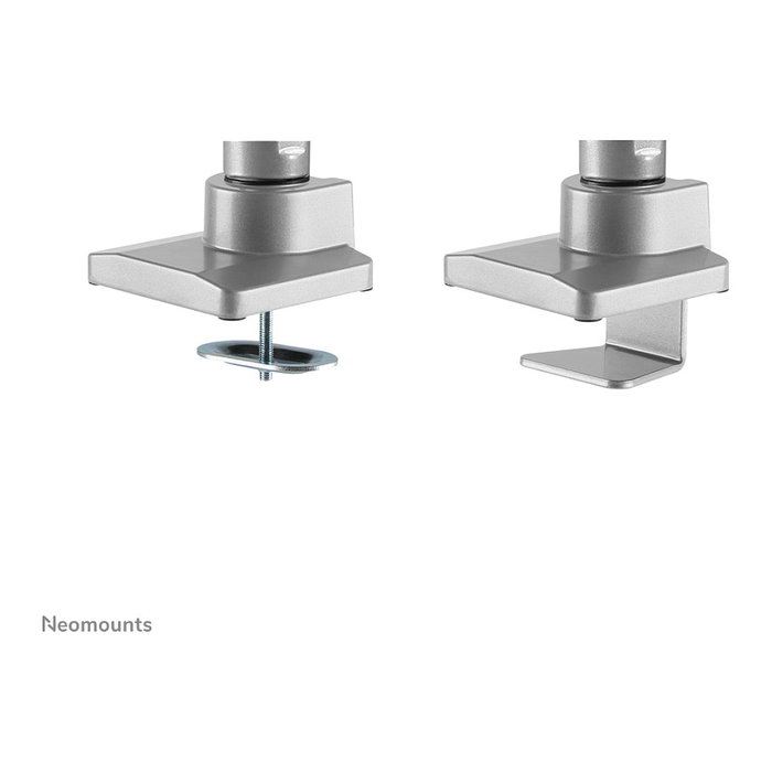 Newstar NEOMOUNTS NM-D775DXSILVER Brazo de monitor de escritorio, 2 pantallas 10-32 pulgadas (81,3 cm), soporte de gas, 8 kg, 100x100/75x75 mm, giro 360 grados, color plata