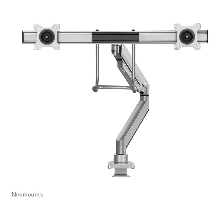 Newstar NEOMOUNTS NM-D775DXSILVER Brazo de monitor de escritorio, 2 pantallas 10-32 pulgadas (81,3 cm), soporte de gas, 8 kg, 100x100/75x75 mm, giro 360 grados, color plata