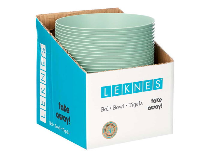 Leknes Bol Cónico Verde 3 L Plástico PP Apto Lavavajillas Dimensiones 24 cm x 10 cm x 24 cm (Set de 24)
