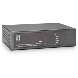 LevelOne Switch Fast Ethernet PoE 8 Puertos, 4 Puertos RJ45 PoE+ (30W), 10/100Mbps, 1.6 Gbit/s, Montaje en Rack, Negro, FEP-0812