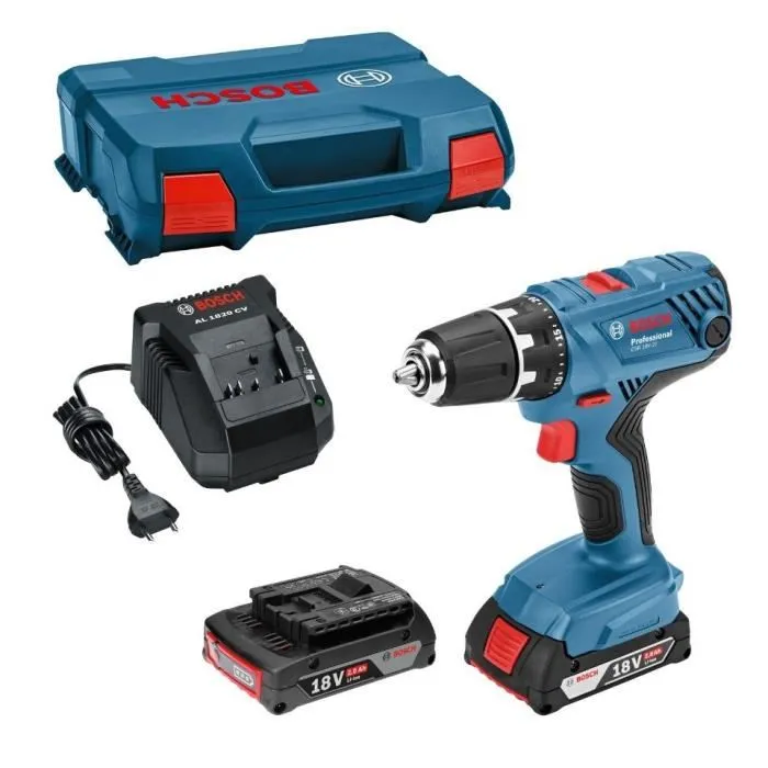 Bosch Professional GSB 18V-21 Percusiones Drill + 2 Baterías 2.0AH + Gal 1820 LC Charger Bosch Professional GSB 18V-21 Percusiones Drill + 2 Baterías 2.0AH + Gal 1820 LC Charger