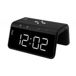 SAMI Despertador Digital LED con Reloj Despertador y Cargador Inalámbrico Rápido 10W para iPhone y Android - Negro