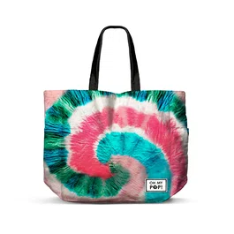 Oh My Pop Bolsa Tote Shopping FAN Horizontal Voyage Multicolor con Dos Asas para Hombro y Cremallera 35x46x10 cm