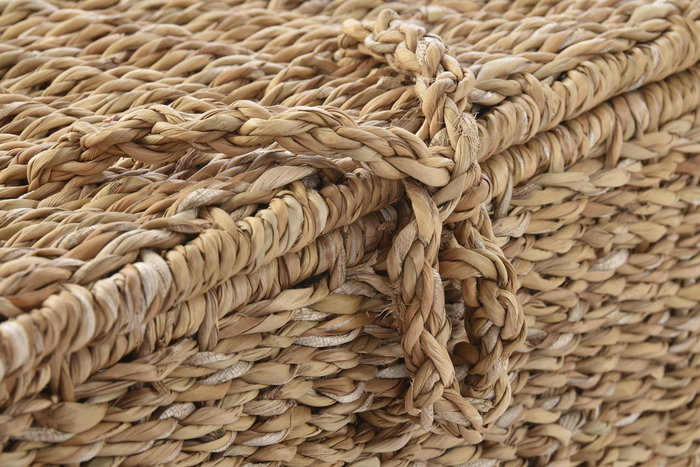 DKD Home Decor Cesta Balines Seagrass y Hierro Natural 35 x 26 x 52 cm Set de 3