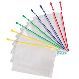 Tarifold 509009 Pack 8 Bolsas Zipper Multiusos PVC Cierre Cremallera A4 Colores Surtidos