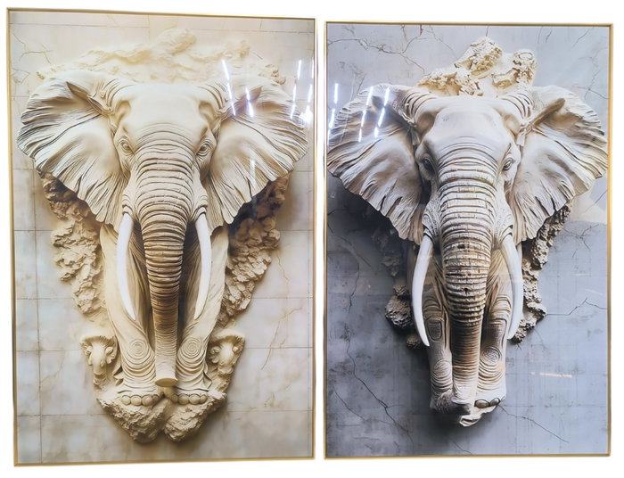DKD Home Decor Cuadro de Elefante en Aluminio y MDF 80x3,5x120 cm (Pack de 2) DKD Home Decor Cuadro de Elefante en Aluminio y MDF 80x3,5x120 cm (Pack de 2)