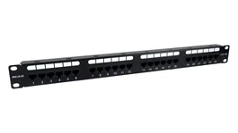 PHASAK PU 2421 - Panel de Parcheo/Patch Panel 19", 24 Puertos Cat.6A UTP RJ45 Dual, Diseño 1U para Rack, Color Negro