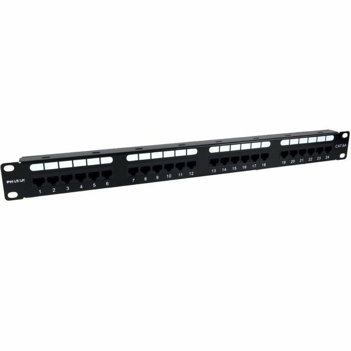 Phasak Panel de transferencia UTP Cat. 6A Dual 24 puertos 1U negro PU 2421 Phasak Panel de transferencia UTP Cat. 6A Dual 24 puertos 1U negro PU 2421