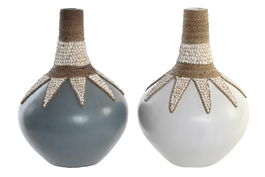 DKD Home Decor Jarrón Balines Azul Blanco 30 x 40 x 30 cm (2 Unidades)