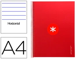 Antartik Cuaderno espiral micro A4, tapa forrada, 80 hojas, 90 gr, impresión horizontal, color frambuesa