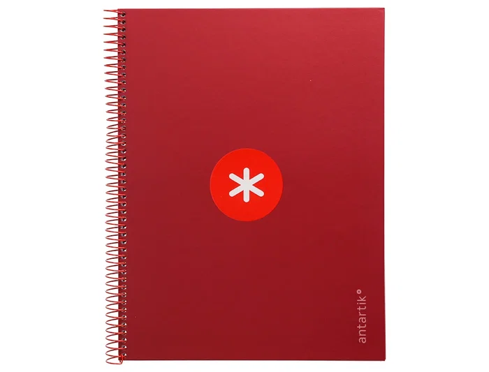 Antartik Cuaderno espiral micro A4, tapa forrada, 80 hojas, 90 gr, impresión horizontal, color frambuesa