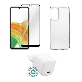 eSTUFF Kit para Samsung Galaxy A33 5G. Cargador, Funda, Cristal. ES637028-BULK, ES673094-BULK, ES504084