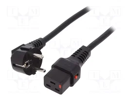 IEC LOCK Cable de alimentación H05VV-F con enchufe CEE 7/7 y IEC C19 hembra de 2m