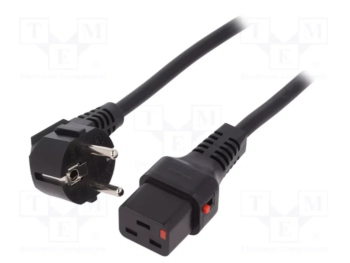 IEC LOCK Cable de alimentación H05VV-F con enchufe CEE 7/7 y IEC C19 hembra de 2m IEC LOCK Cable de alimentación H05VV-F con enchufe CEE 7/7 y IEC C19 hembra de 2m