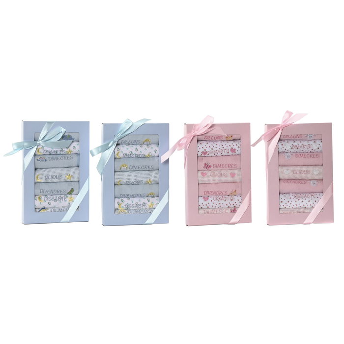 DKD Home Decor Set de 7 Baberos de Algodón Catalan Surtido de 4