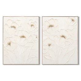 DKD Home Decor Cuadro Lienzo MDF Flores Surtido de 2 Unidades