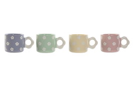 DKD Home Decor Juego de Tazas Margarita de Porcelana, 325ml, Surtido de Colores