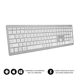 SUBBLIM Teclado Completo Delgado Inalámbrico Bluetooth Pure Extended Silver Multidispositivo 110 Teclas