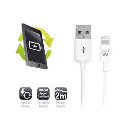 Ewent EW9902 Cable USB Lightning USB-A 2.0M Blanco