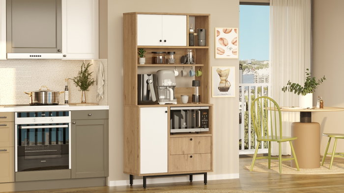Hanah Home RE4-SW Armario Multiusos Roble y Blanco 88x180x35.5cm