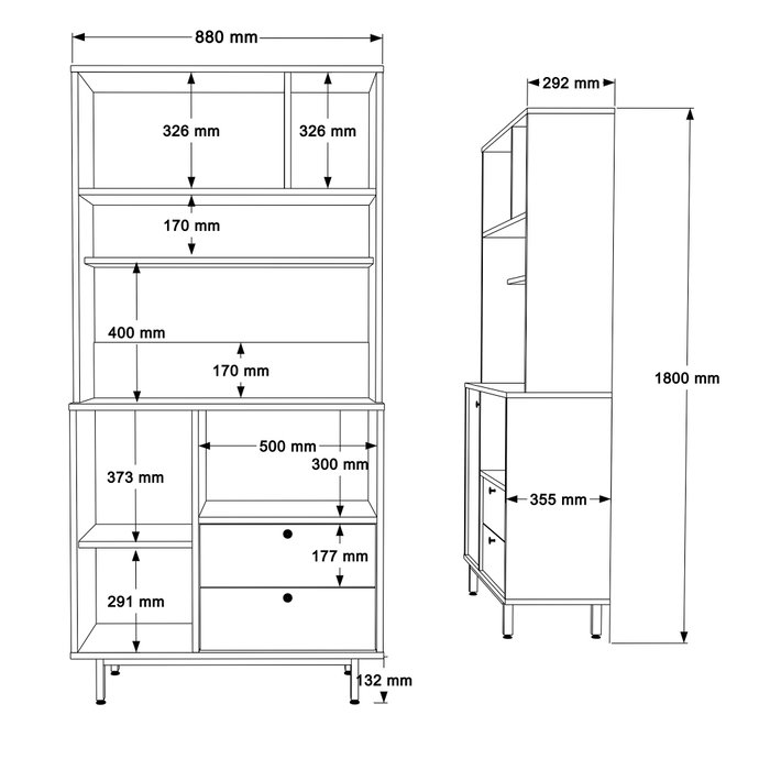 Hanah Home RE4-SW Armario Multiusos Roble y Blanco 88x180x35.5cm