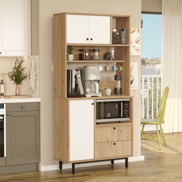 Hanah Home RE4-SW Armario Multiusos Roble y Blanco 88x180x35.5cm
