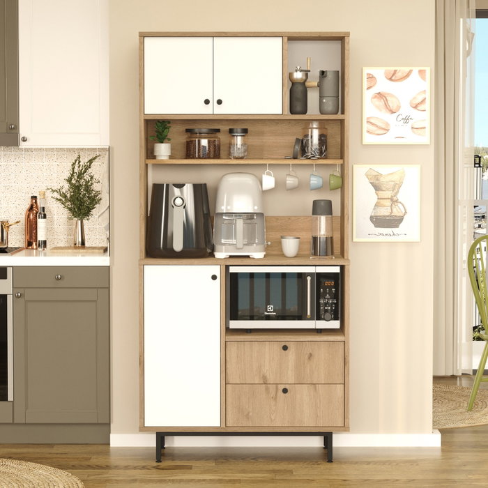 Hanah Home RE4-SW Armario Multiusos Roble y Blanco 88x180x35.5cm
