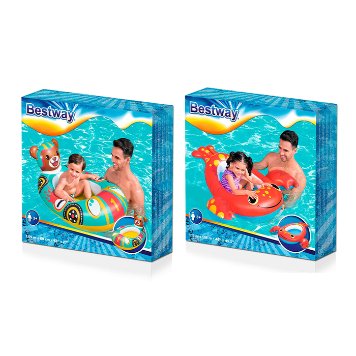 Bestway Barca Hinchable Infantil Animales Color Surtido 117x116/109x69 cm +3 Años Playa y Piscina 34170