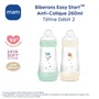 Mam MAM Easy Start Juego de 2 Biberones Anticólico 260 ml Flujo 2 Tétina Menta + Algodón