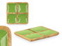 Giftdecor Bandeja Cuadrada 4 Espacios Madera Mango Verde 31 x 3 x 3 cm (Set de 6)