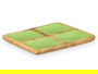 Giftdecor Bandeja Cuadrada 4 Espacios Madera Mango Verde 31 x 3 x 3 cm (Set de 6)